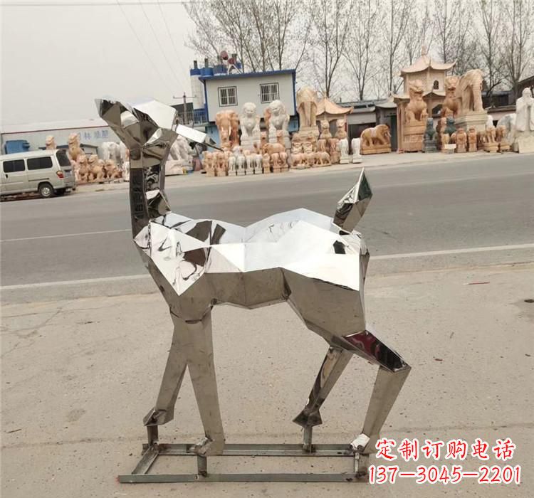 威海不锈钢几何小鹿雕塑精美艺术品
