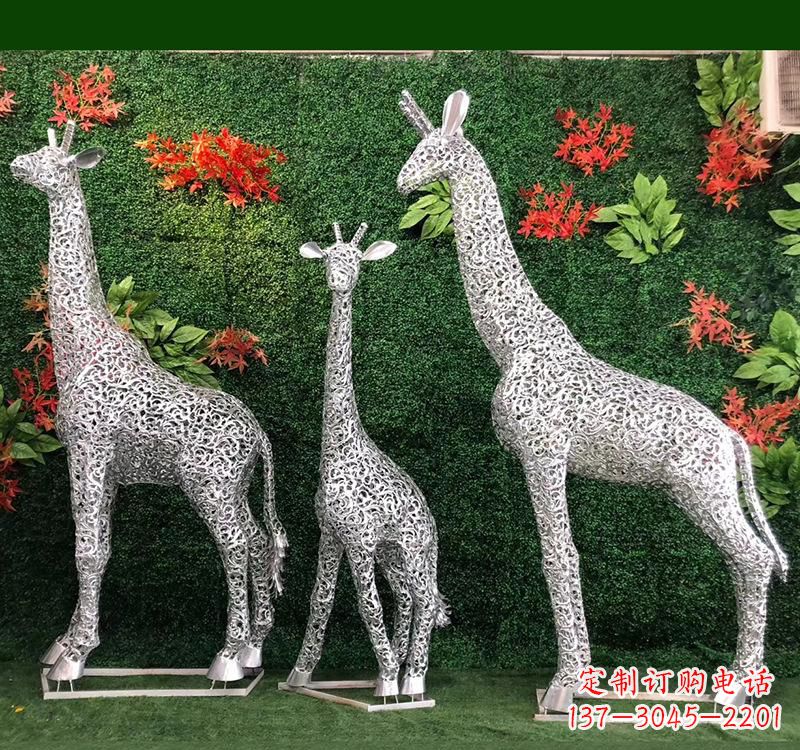 威海不锈钢几何长颈鹿雕塑