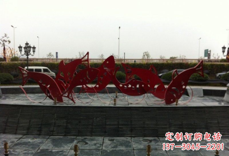 威海不锈钢剪纸鲤鱼雕塑精巧美观