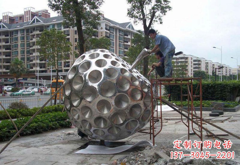 威海不锈钢苹果雕塑