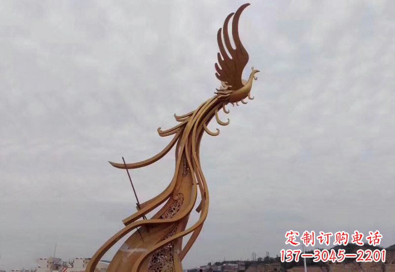 威海不锈钢凤凰雕塑精致美观