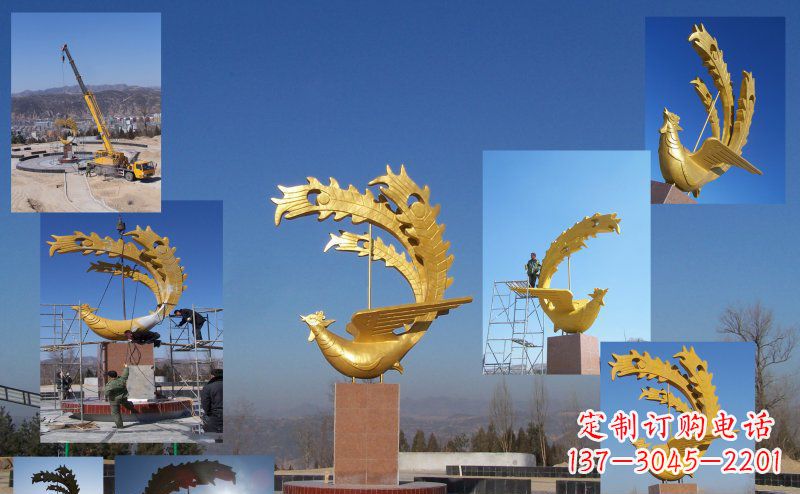 威海凤凰金色雕塑——展现凤凰之美