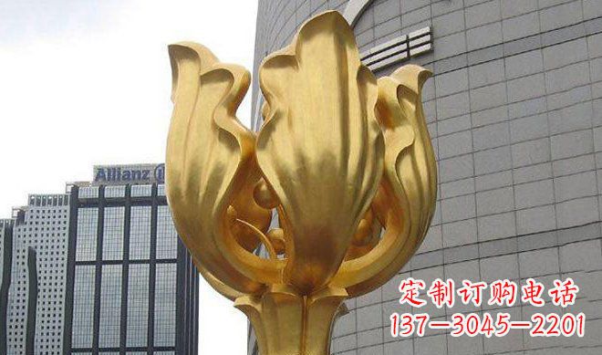 威海不锈钢紫荆花雕塑传承中国文化