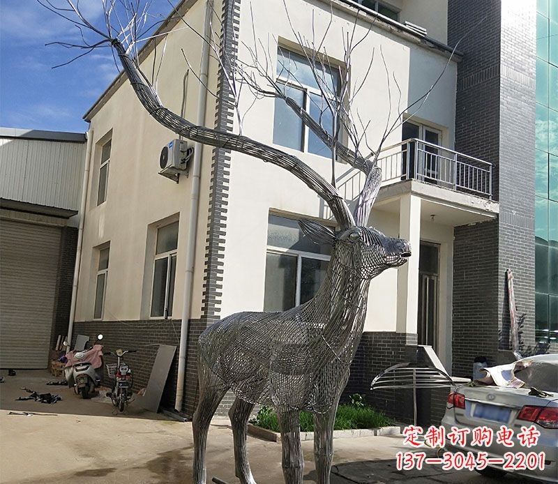 威海不锈钢景观梅花鹿雕塑美丽的艺术精品