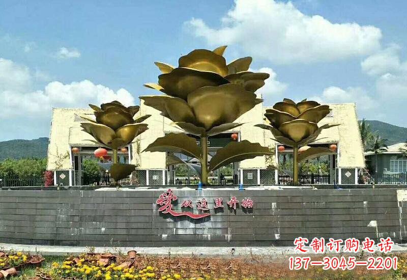 威海不锈钢玫瑰雕塑美丽的艺术品
