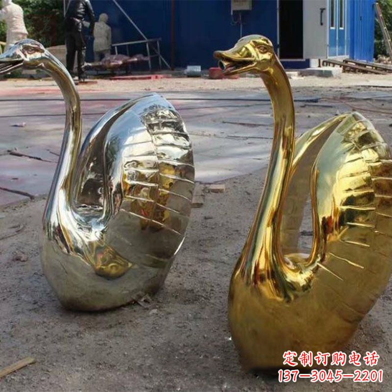 威海不锈钢天鹅雕塑精美而绚丽