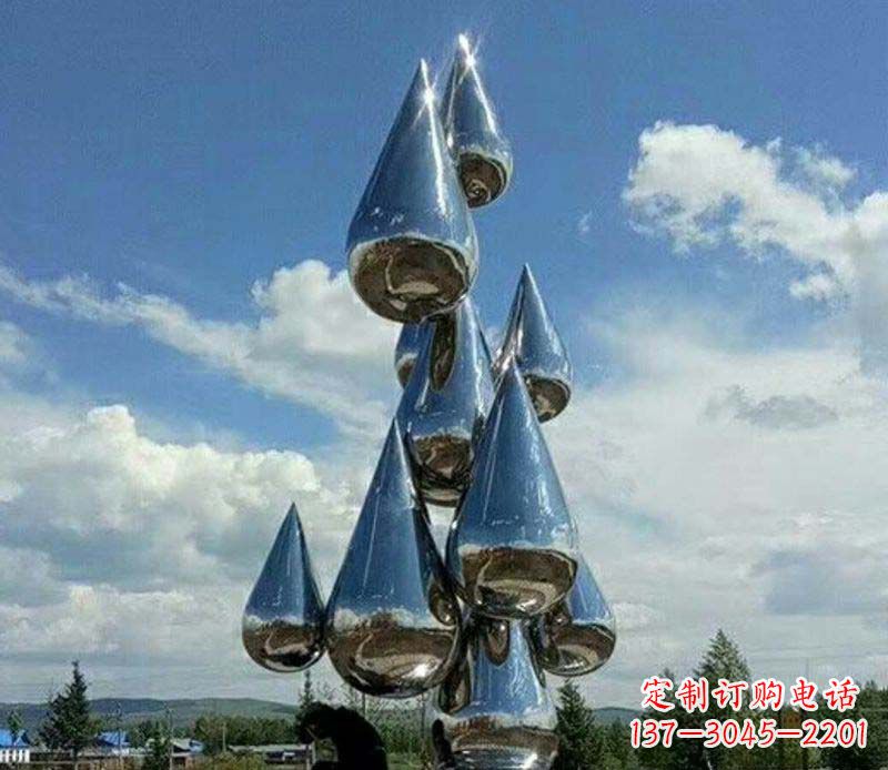 威海不锈钢镜面大型水滴雕塑——艺术精美、精致优雅