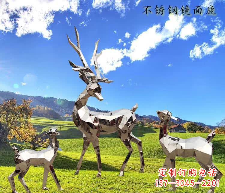 威海不锈钢鹿精美的动物雕塑