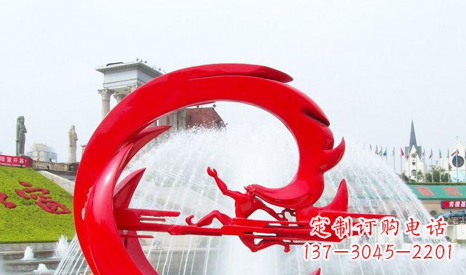 威海夸父的传奇不锈钢雕塑