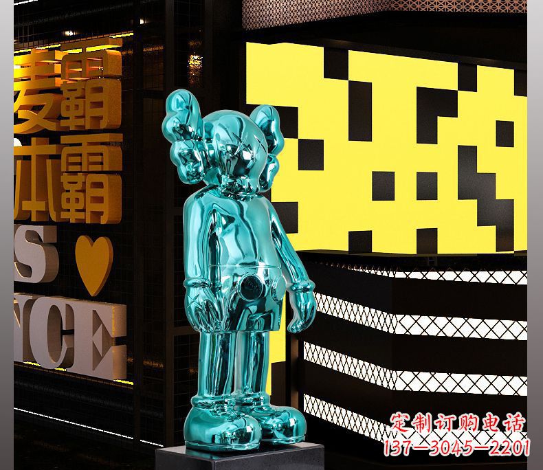 威海不锈钢蓝色机器人雕塑引领未来的艺术品