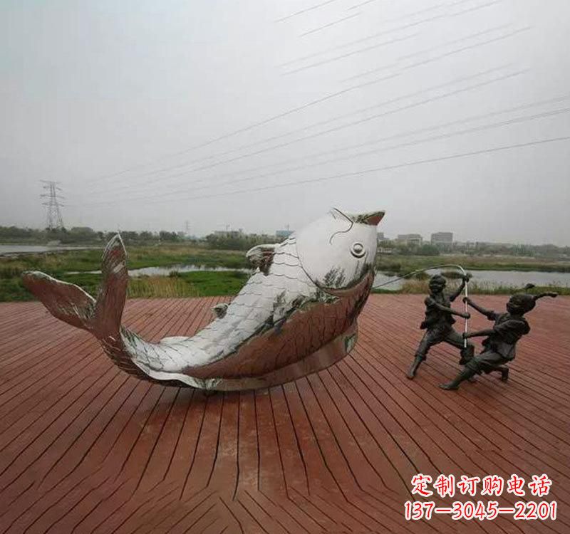 威海不锈钢鲤鱼雕塑传承中国文化