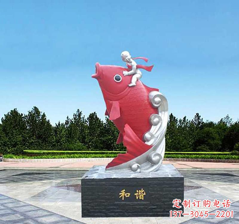 威海不锈钢鲤鱼雕塑精美绝伦