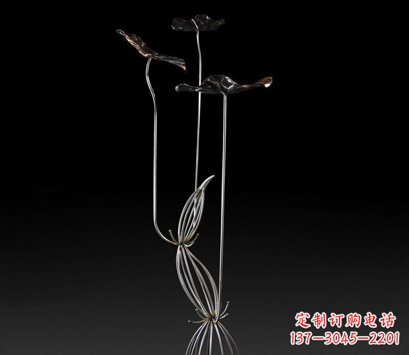 威海不锈钢荷叶雕塑——给大厅景观带来清新气息