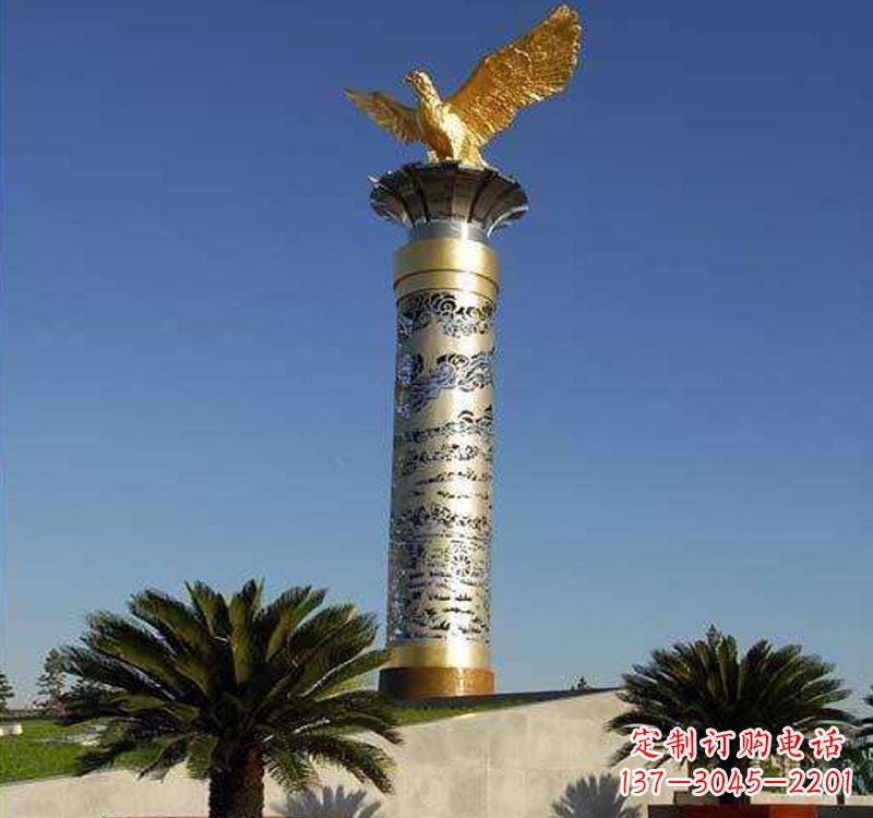 威海不锈钢龙柱雕塑把神秘的传统融入现代