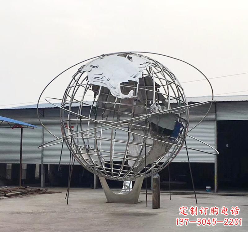 威海不锈钢制作的镂空地球雕塑