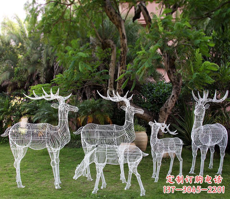 威海精美的不锈钢镂空梅花鹿雕塑