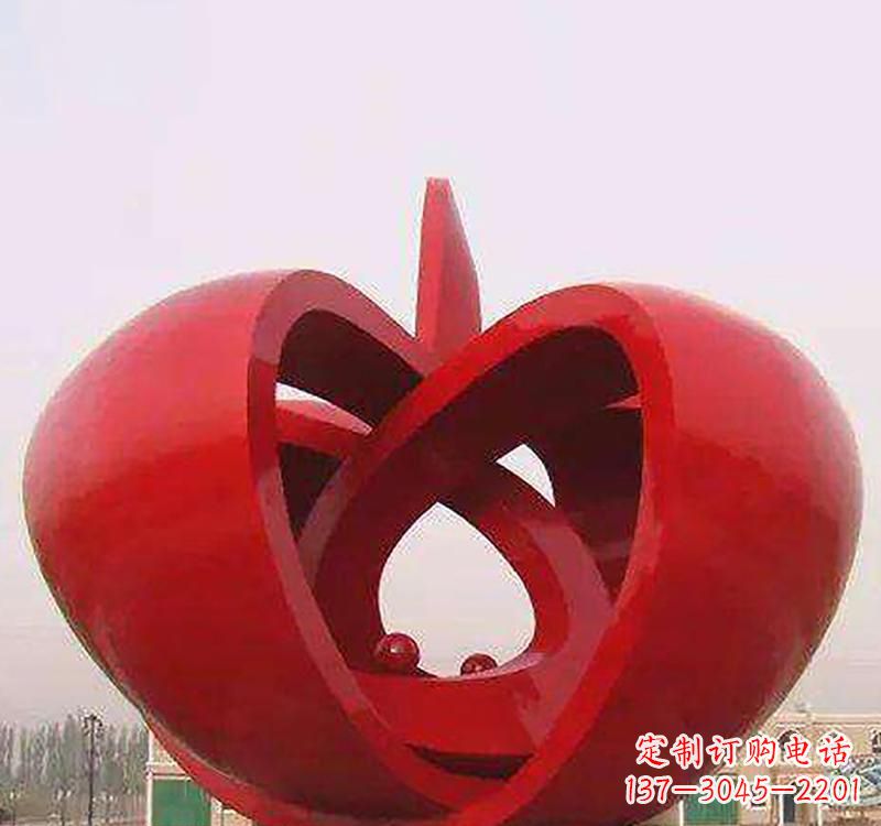 威海不锈钢镂空苹果雕塑精致美观的艺术品