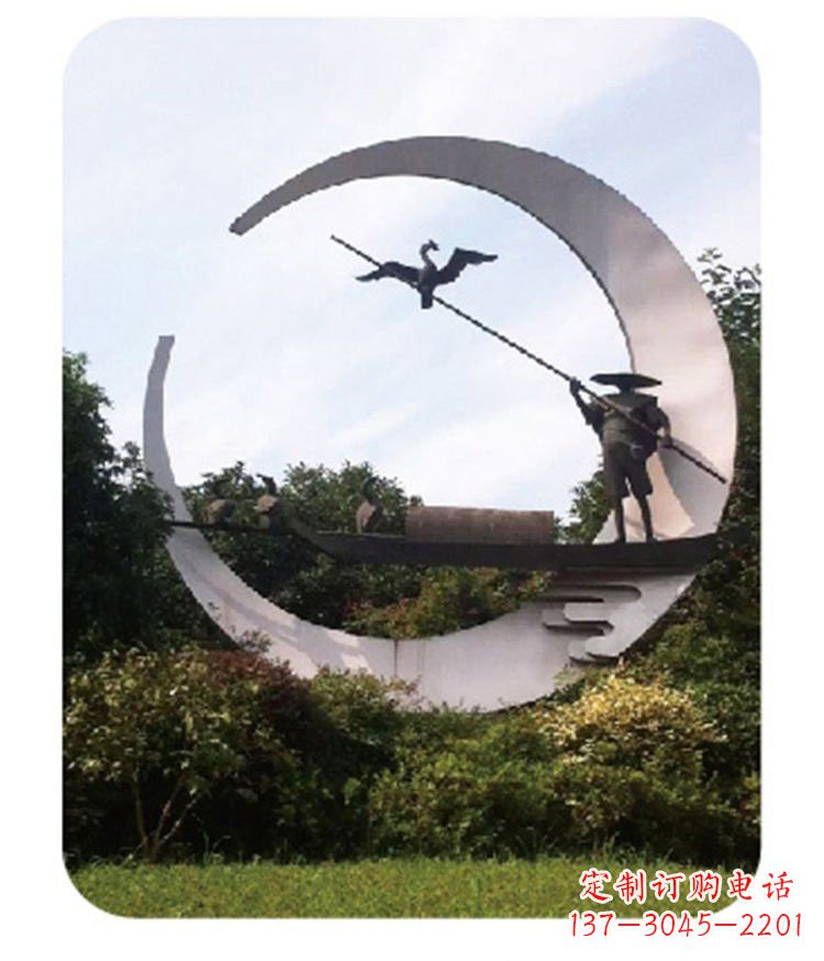 威海不锈钢鸬鹚雕塑