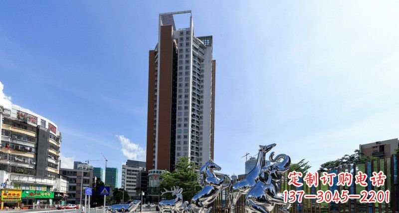 威海不锈钢马长颈鹿大象动物雕塑