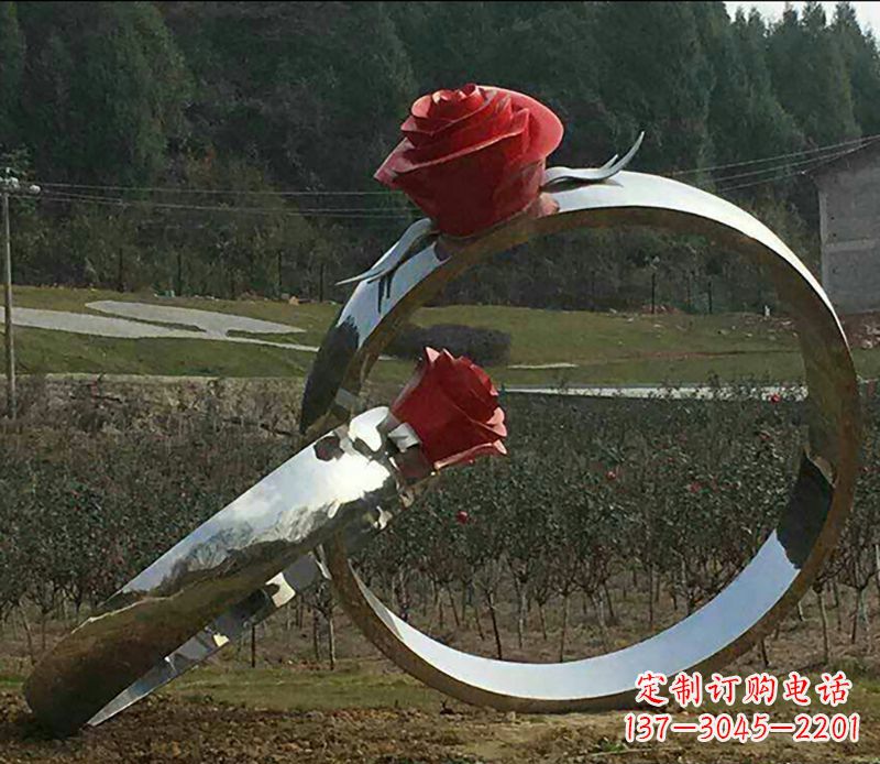 威海不锈钢玫瑰雕塑精美的艺术珍品