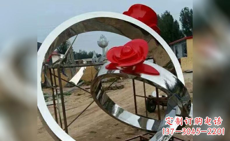 威海不锈钢玫瑰花戒指雕塑