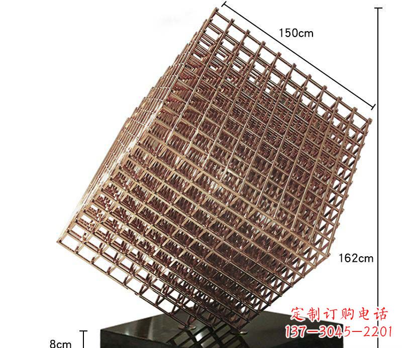 威海玫瑰金色几何雕塑
