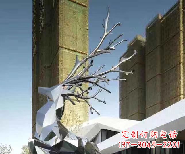 威海梅花鹿雕塑美丽的景观和动物雕塑