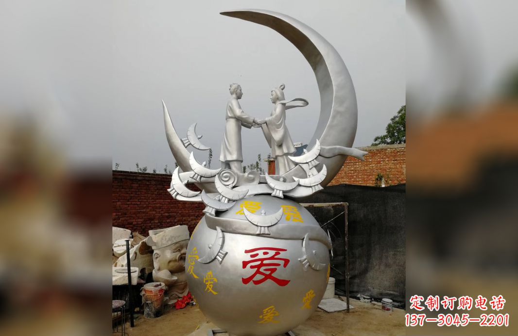 威海不锈钢牛郎织女雕塑爱情永存