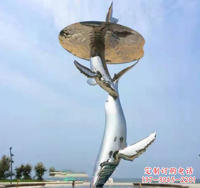 威海不锈钢海豚雕塑精美的艺术品