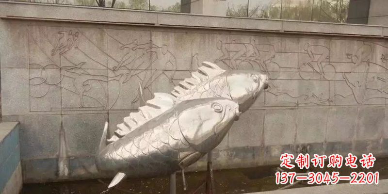 威海不锈钢鲤鱼雕塑精美的艺术品