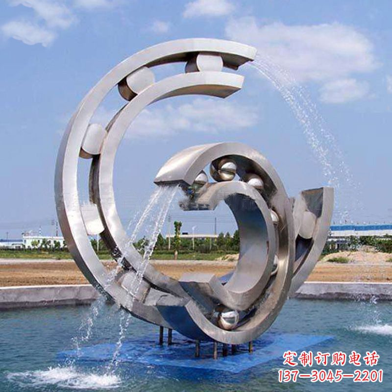 威海不锈钢喷水雕塑点缀园林水景的美