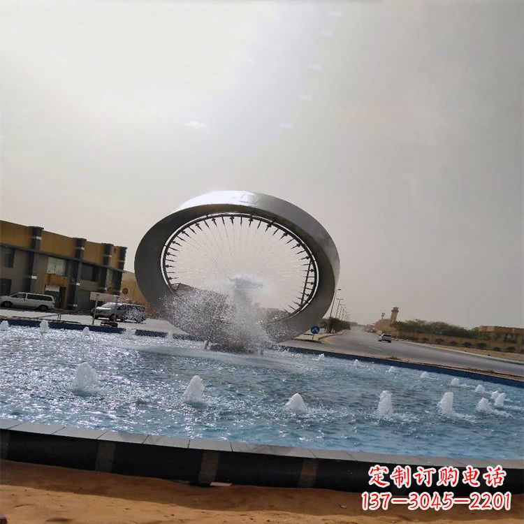 威海精美不锈钢喷泉雕塑,增添环形绿景魅力