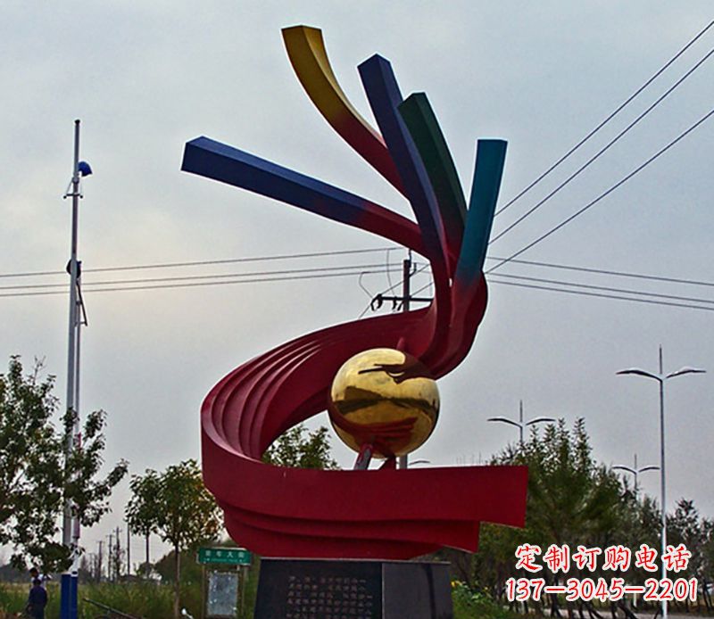 威海不锈钢飘带雕塑艺术与自然的完美结合