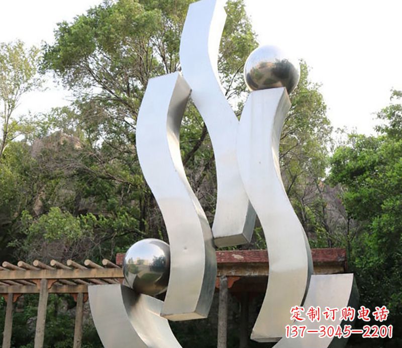 威海景观雕塑现代不锈钢飘带