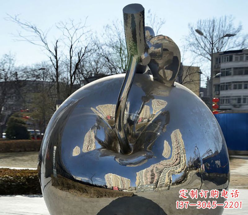 威海不锈钢苹果镜面雕塑精美绝伦