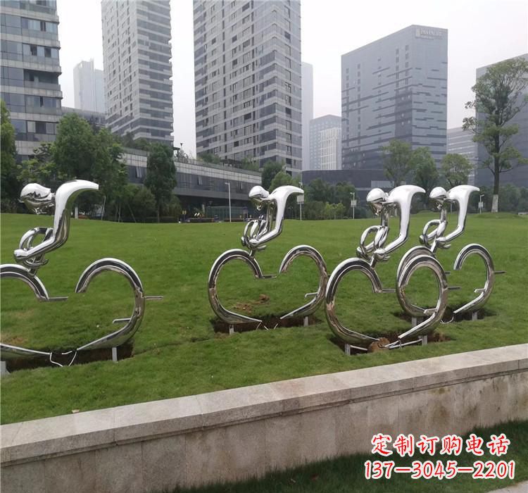 威海不锈钢骑自行车雕塑