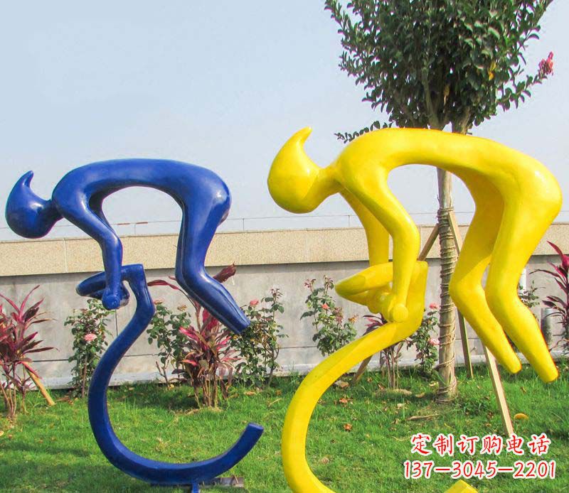 威海不锈钢骑自行车广场景观雕塑