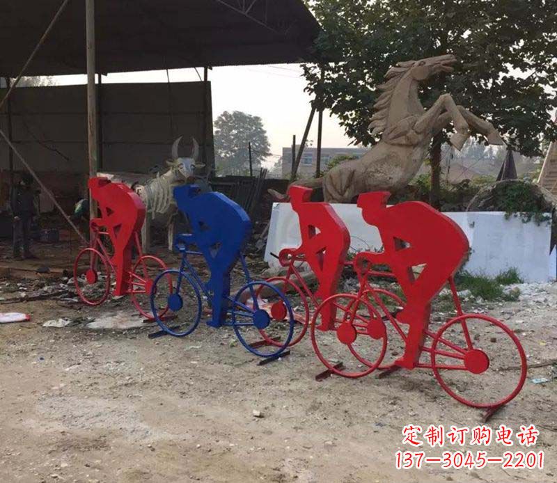 威海不锈钢骑自行车人物雕塑