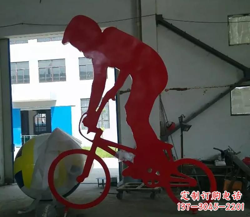 威海不锈钢骑自行车运动雕塑