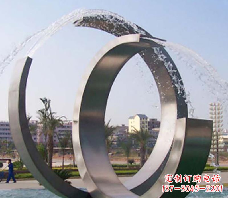 威海不锈钢情侣戒指雕塑象征爱情的永恒之物