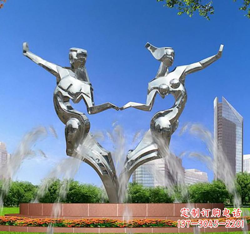 威海不锈钢情侣雕塑浪漫永恒的象征