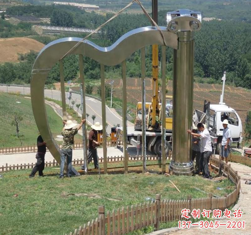威海音乐美学不锈钢竖琴雕塑