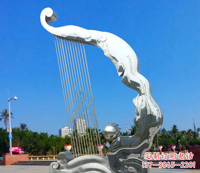威海不锈钢竖琴雕塑——传承古典音乐之美