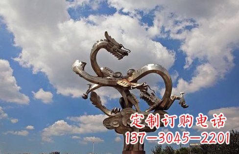 威海不锈钢双龙戏珠雕塑——千古传说的艺术瑰宝