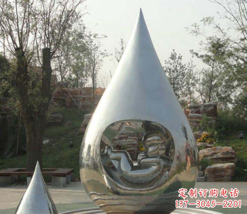 威海不锈钢水滴雕塑精致简约的艺术之美
