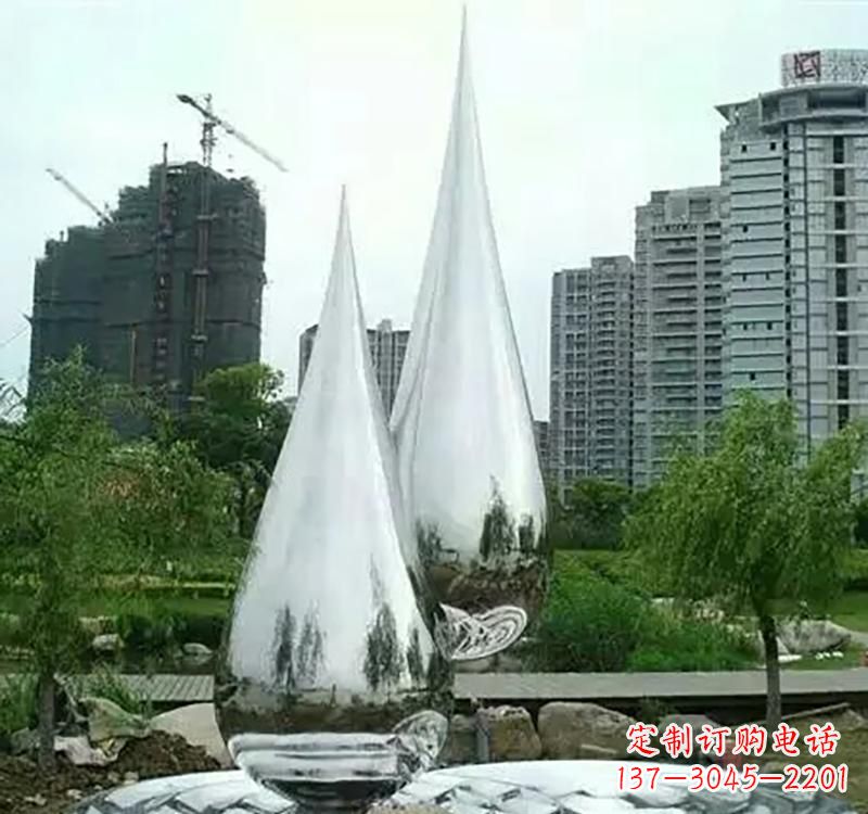 威海不锈钢水滴拱门雕塑
