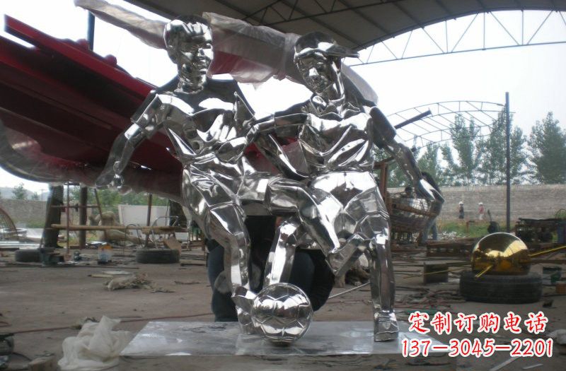 威海不锈钢足球雕塑精美的艺术品