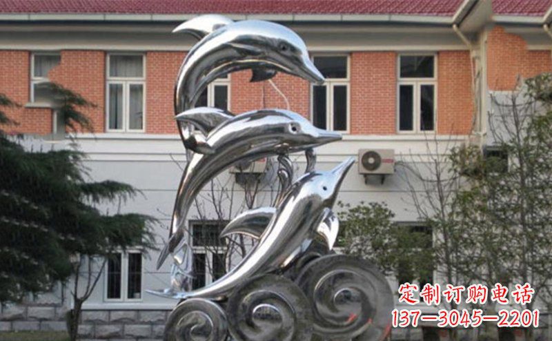 威海不锈钢跳跃海豚雕塑