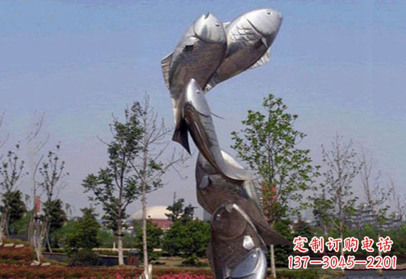 威海不锈钢跳跃的鲤鱼雕塑
