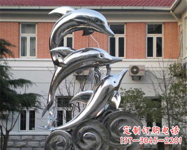威海不锈钢海豚雕塑跳跃的海洋精灵
